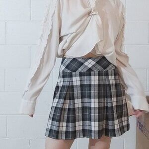 Plaid Pleated Mini Skirt